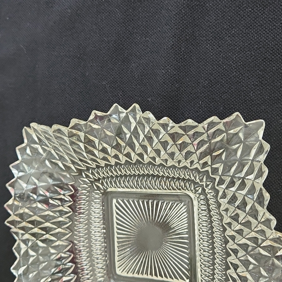 Square Ruffled Wavy Sawtooth Edge Dish by Indiana Manufactured in 1940's - Picture 9 of 10